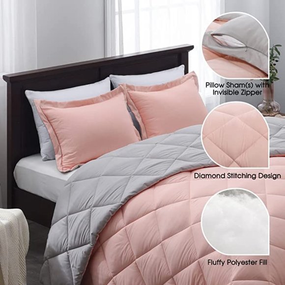 Other - New Basic Beyond King or Queen Size Comforter Set - Reversible Down Alternative
